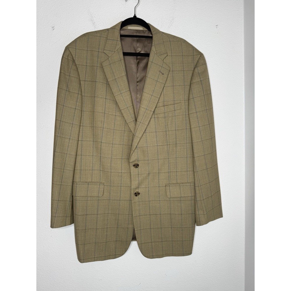 Men's Vintage Burberry Blazer Kensington Plaid Size 44L Classic 100% Wool